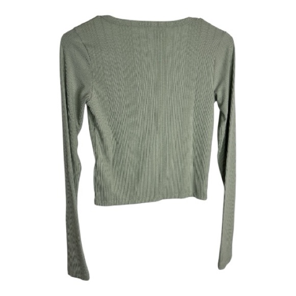 Hollister Women’s Light Green Ribbed Button-Down Crop Top Shirt Size XS NWT - Picture 2 of 7